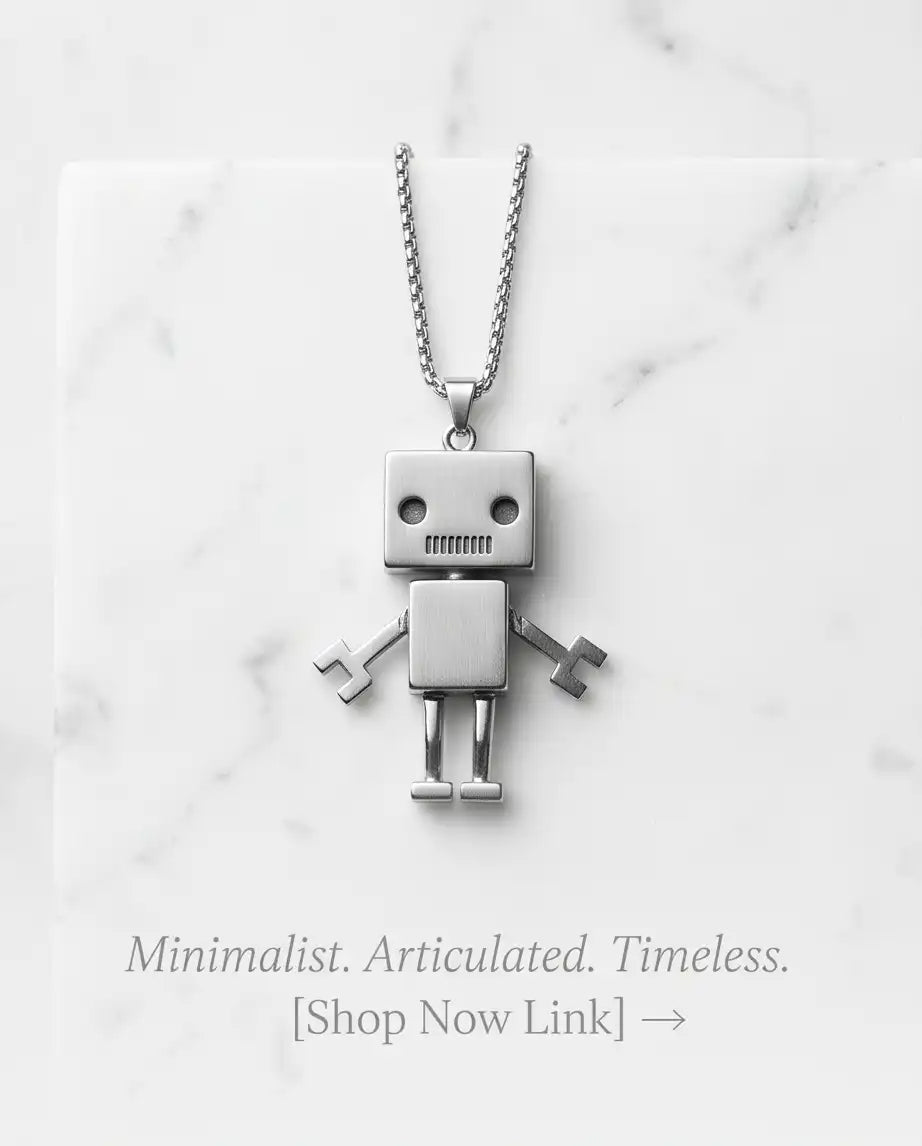 Articulated Robot Figurine Pendant Box Chain