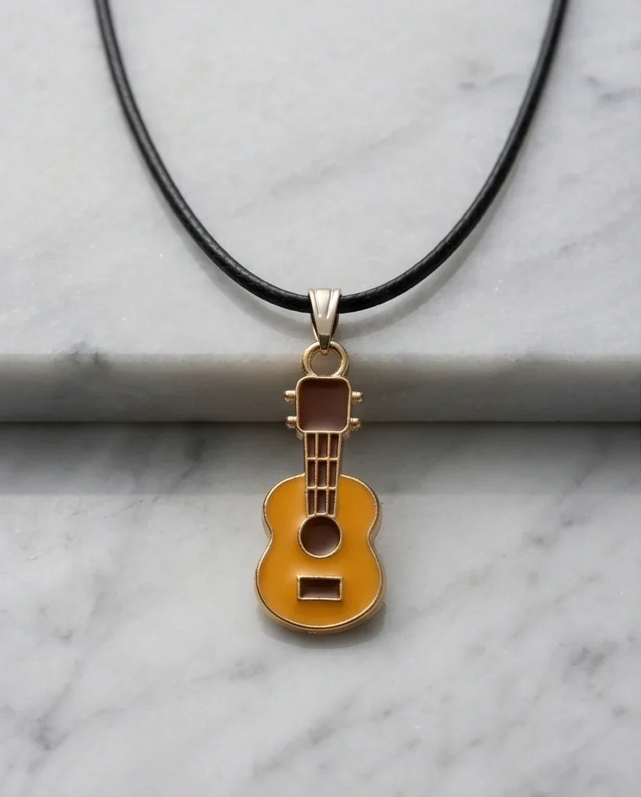 Gold and Yellow Acoustic Guitar Necklace