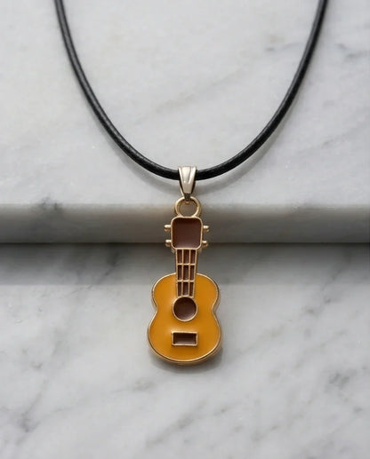 Gold and Yellow Acoustic Guitar Necklace