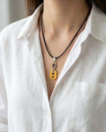 Gold and Yellow Acoustic Guitar Necklace