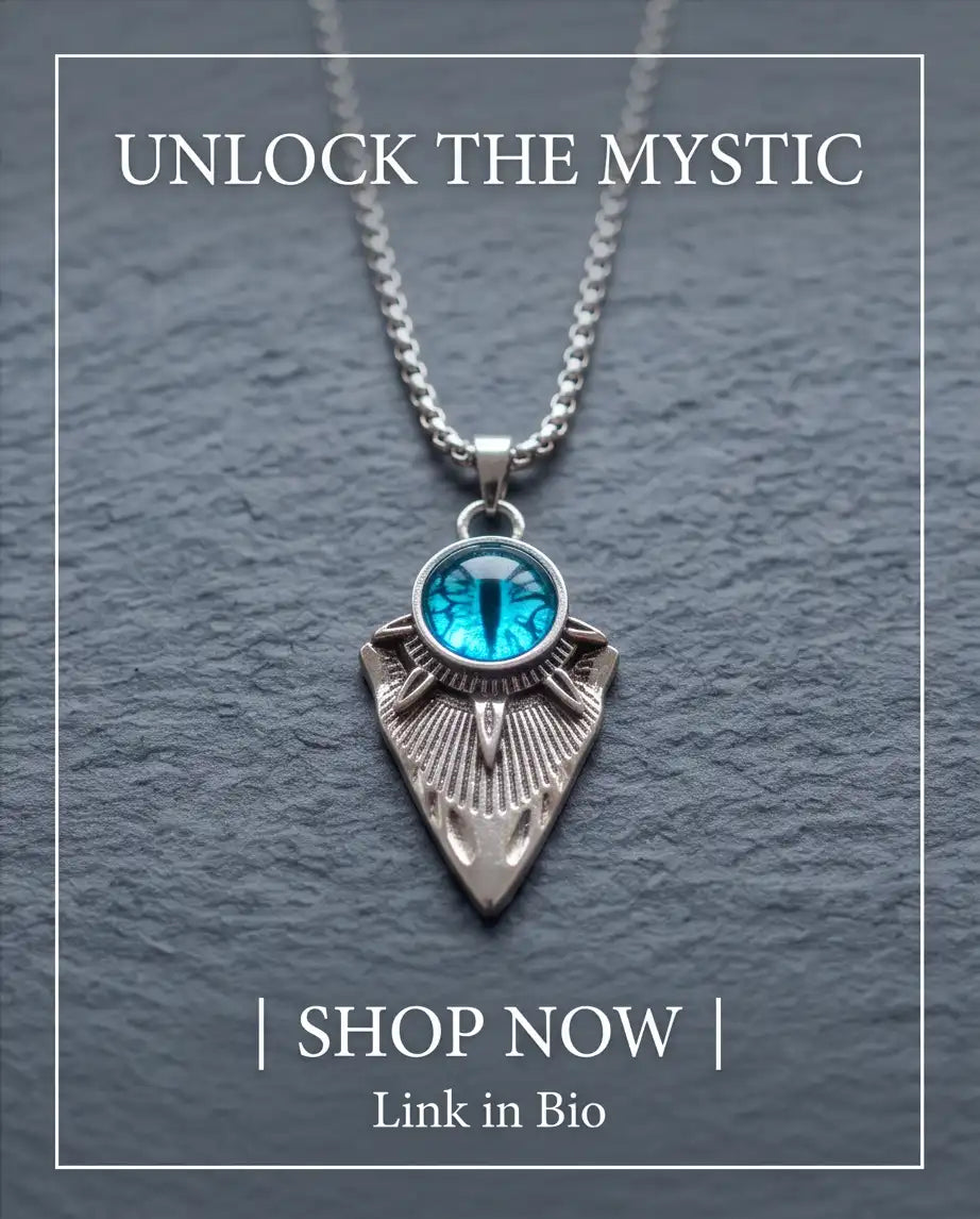 Blue Dragon Eye Shield Pendant Box Chain