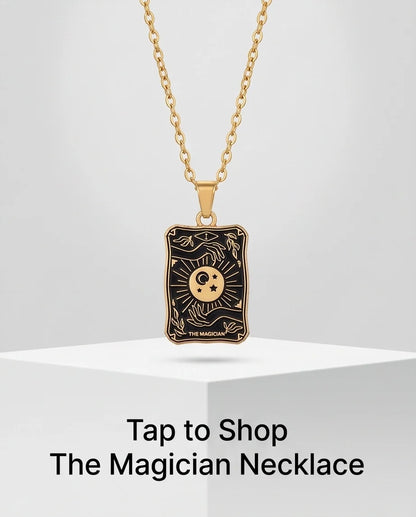 Gold "The Magician" Tarot Card Pendant Necklace