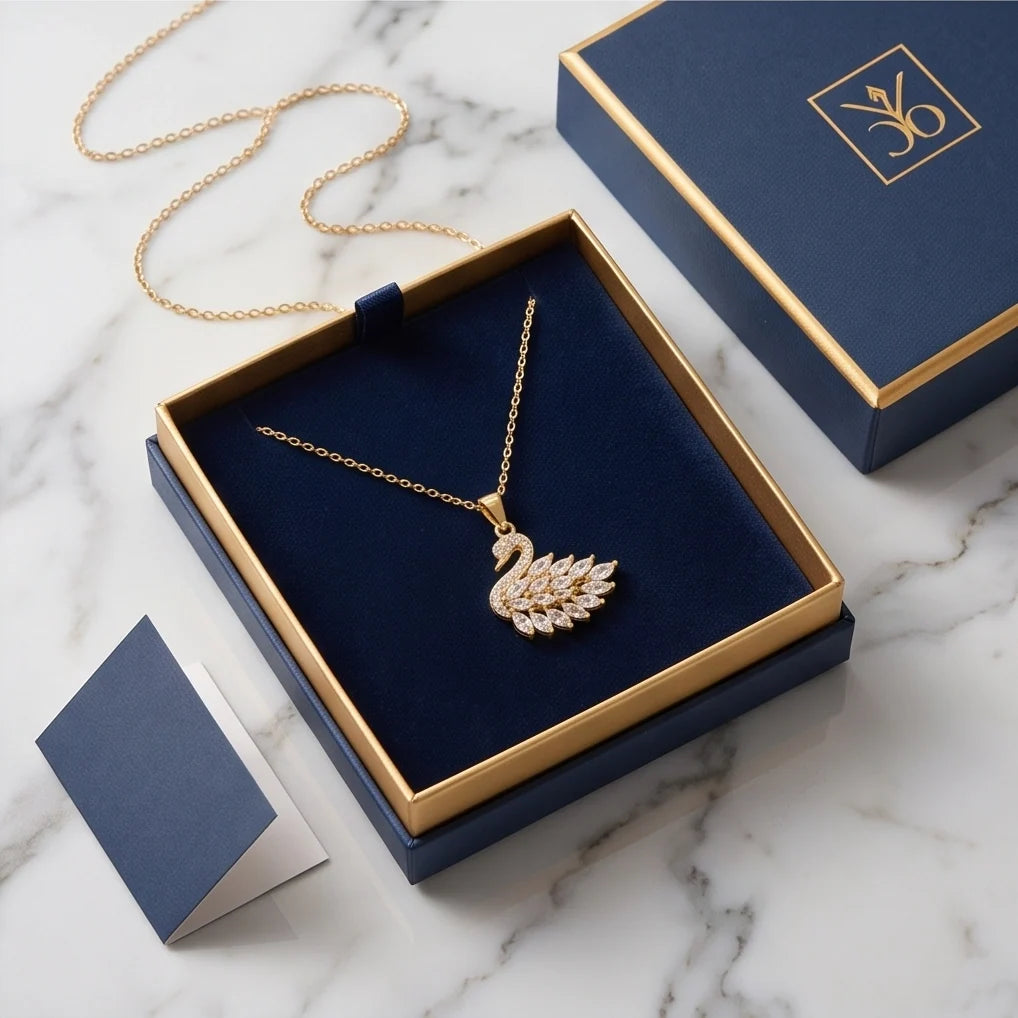 Gold Crystal Swan Necklace