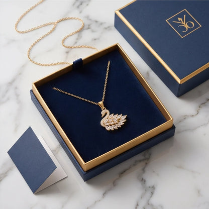 Gold Crystal Swan Necklace