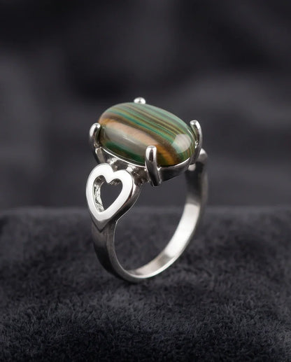 Earthy Heart Banded Agate Ring