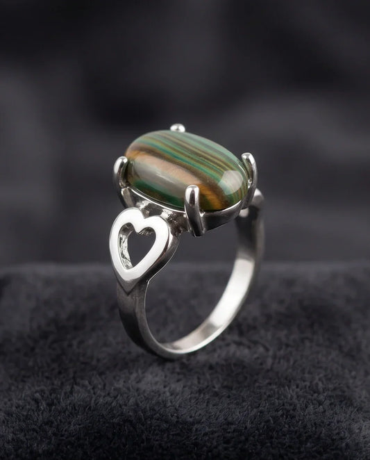 Earthy Heart Banded Agate Ring