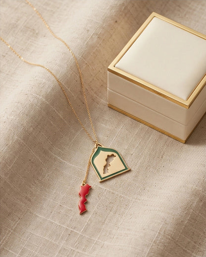 Gold Morocco Map & Arch Necklace