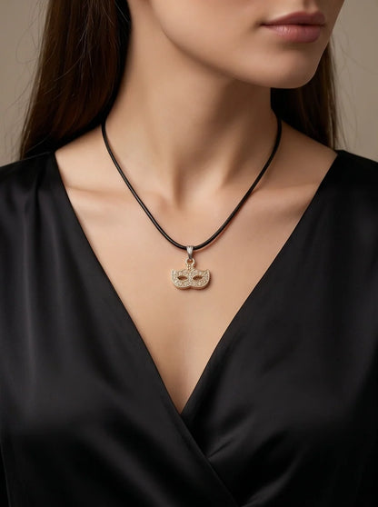 Gold Masquerade Mask Pendant Necklace
