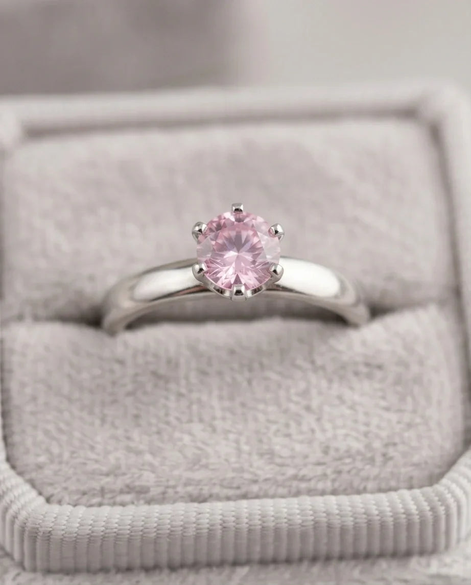 Sterling Silver Classic Round-Cut Pink Sapphire Solitaire Ring