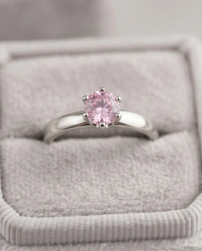 Sterling Silver Classic Round-Cut Pink Sapphire Solitaire Ring