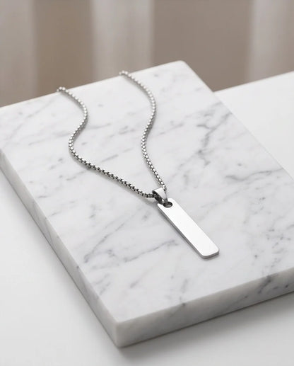 Silver Minimalist Bar Pendant Necklace