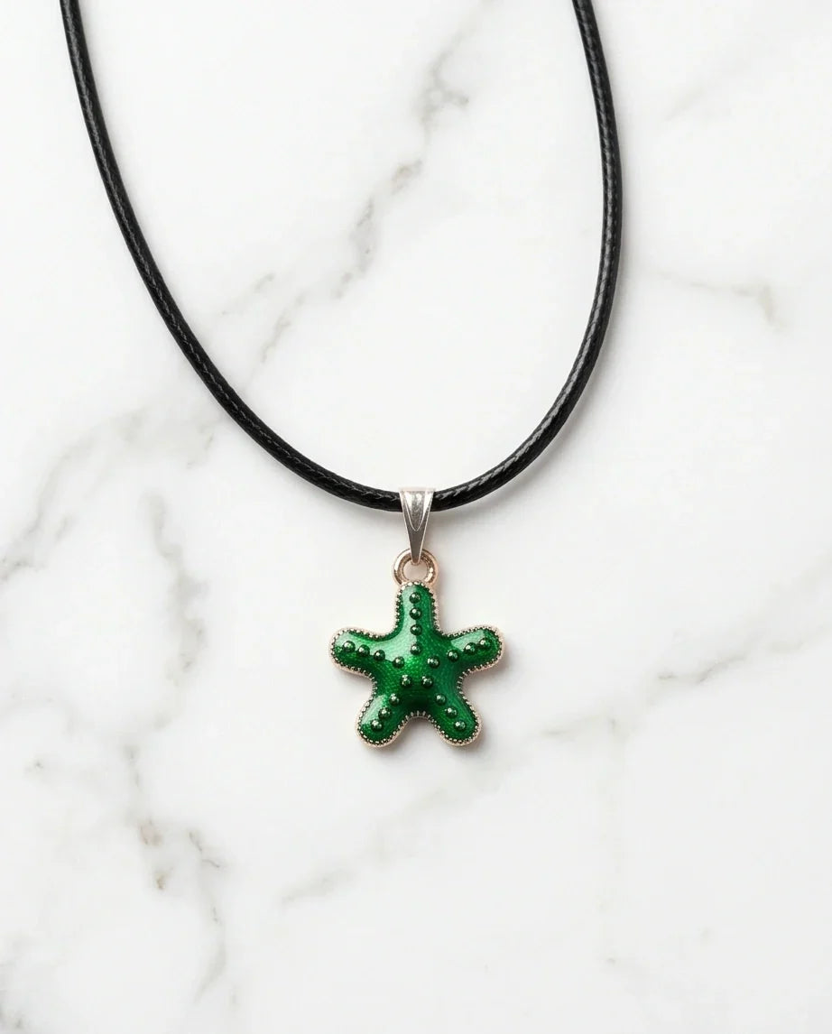 Gold and Green Starfish Pendant Necklace