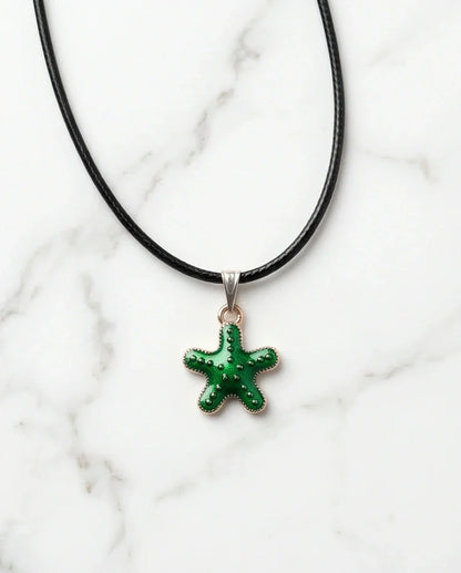 Gold and Green Starfish Pendant Necklace