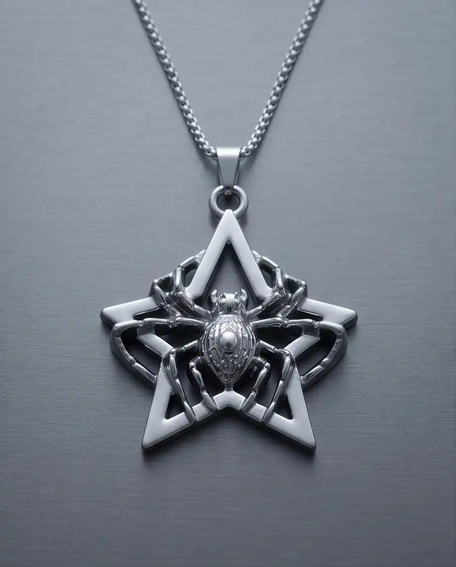 Gothic Spider Star Pendant Box Chain