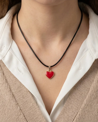Gold and Red Classic Heart Necklace