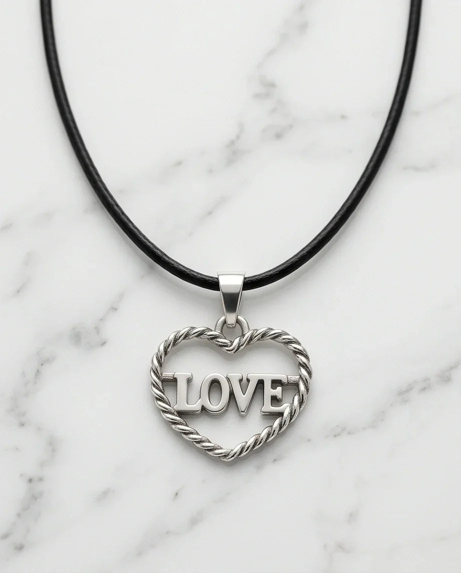 The Sweet Bond: Twisted Heart "LOVE" Pendant Necklace