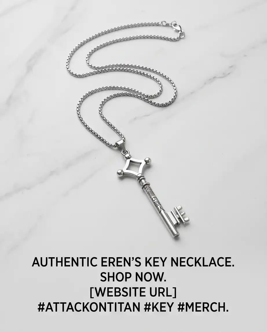 Attack on Titan Basement Key Pendant Silver Box Chain Necklace