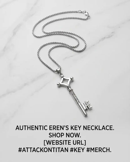 Attack on Titan Basement Key Pendant Silver Box Chain Necklace