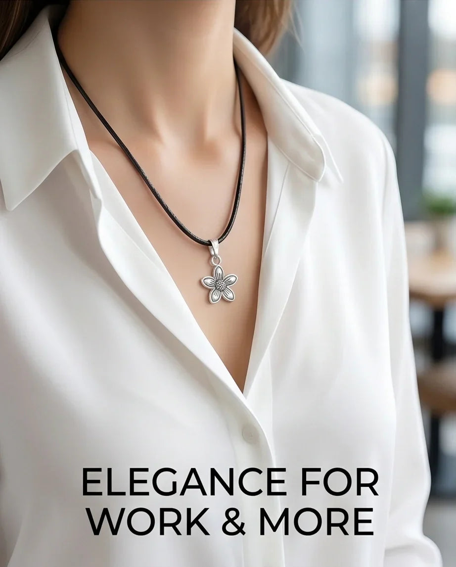 Silver Retro Five-Petal Blossom Necklace