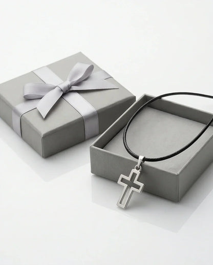 Silver Open Cross Pendant Necklace