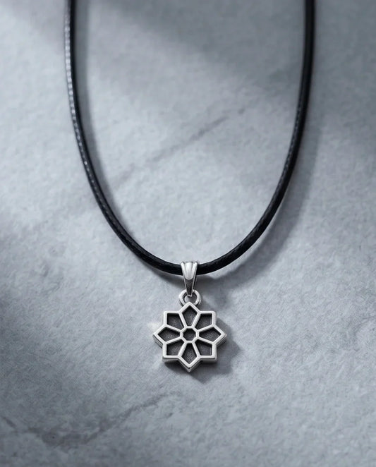 Silver Geometric Eight-Point Star Necklace