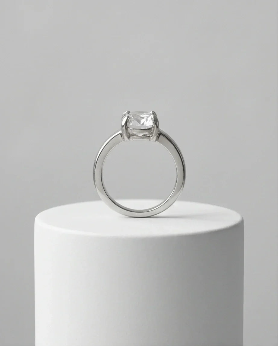 Sterling Silver Oval-Cut Moissanite Solitaire Ring