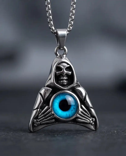 Blue Eye Hooded Reaper Pendant Box Chain