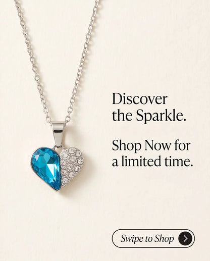 Silver Aquamarine Heart Pavé Pendant Necklace