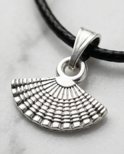 Silver Hand Fan Pendant Necklace