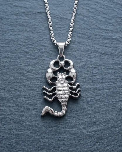 Iced Scorpio Pendant Silver Box Chain Necklace