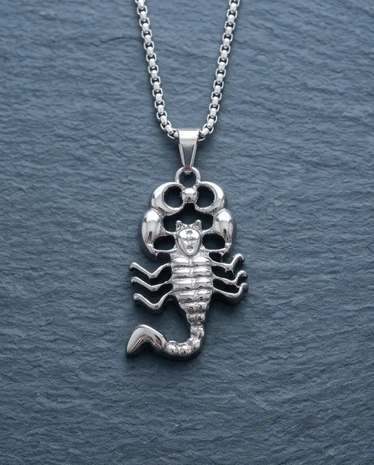 Iced Scorpio Pendant Silver Box Chain Necklace