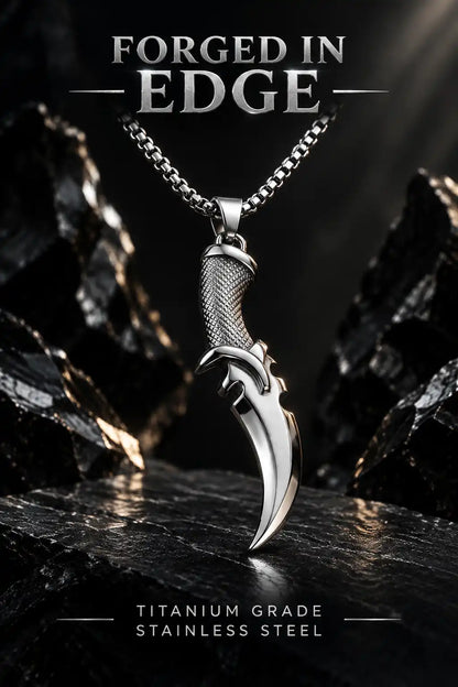 Curved Tactical Dagger Knife Pendant Box Chain