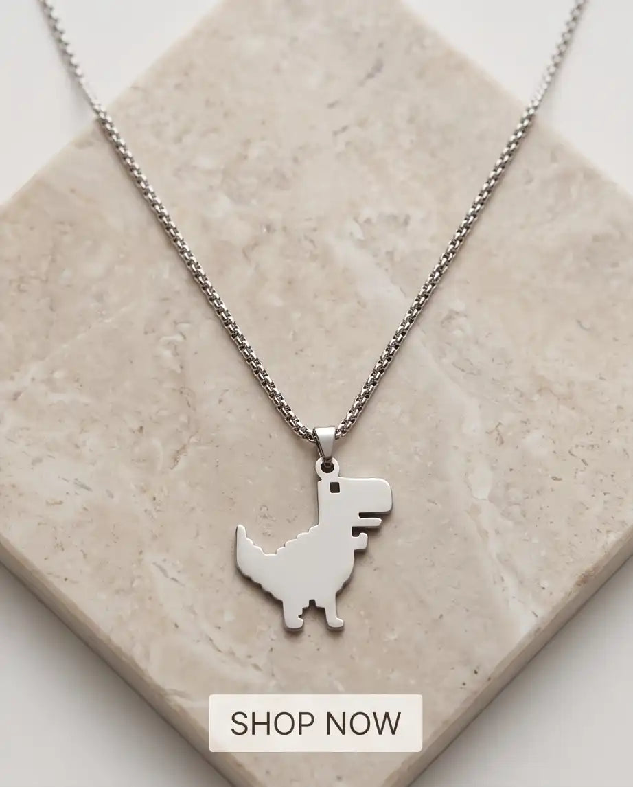 Offline T-Rex Dinosaur Game Pendant Box Chain