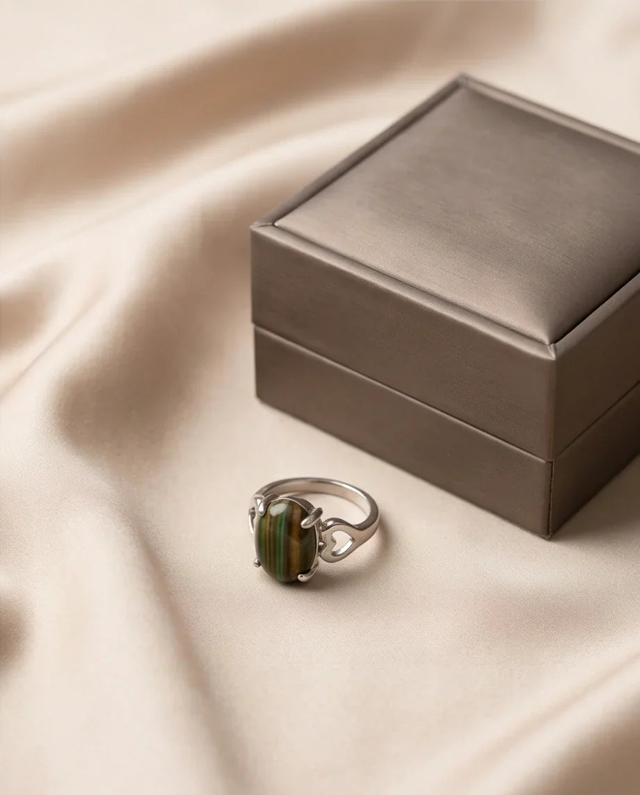 Earthy Heart Banded Agate Ring