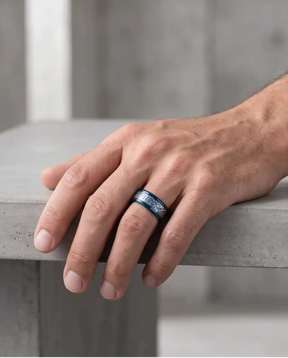 Blue Dragon Celtic Inlay Band Ring