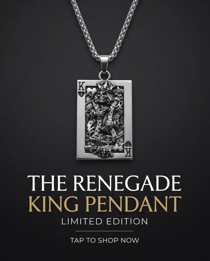 Gothic Skeleton King Card Pendant Box Chain