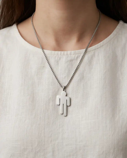 Blohsh Figure Silver Box Chain Necklace