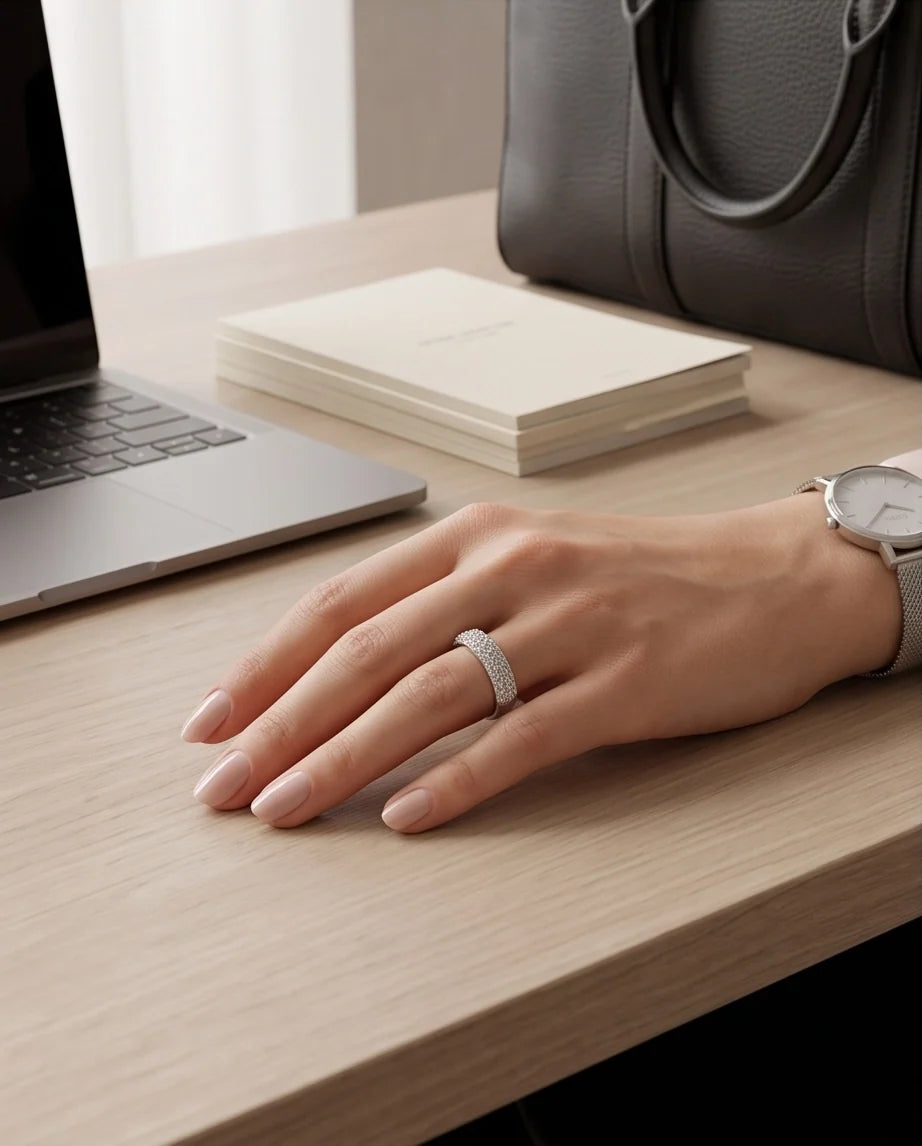 Multi-Row Pavé Curved Dome Band