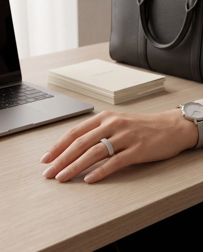 Multi-Row Pavé Curved Dome Band