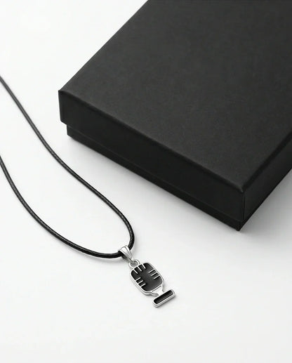 Silver Retro Black Microphone Necklace