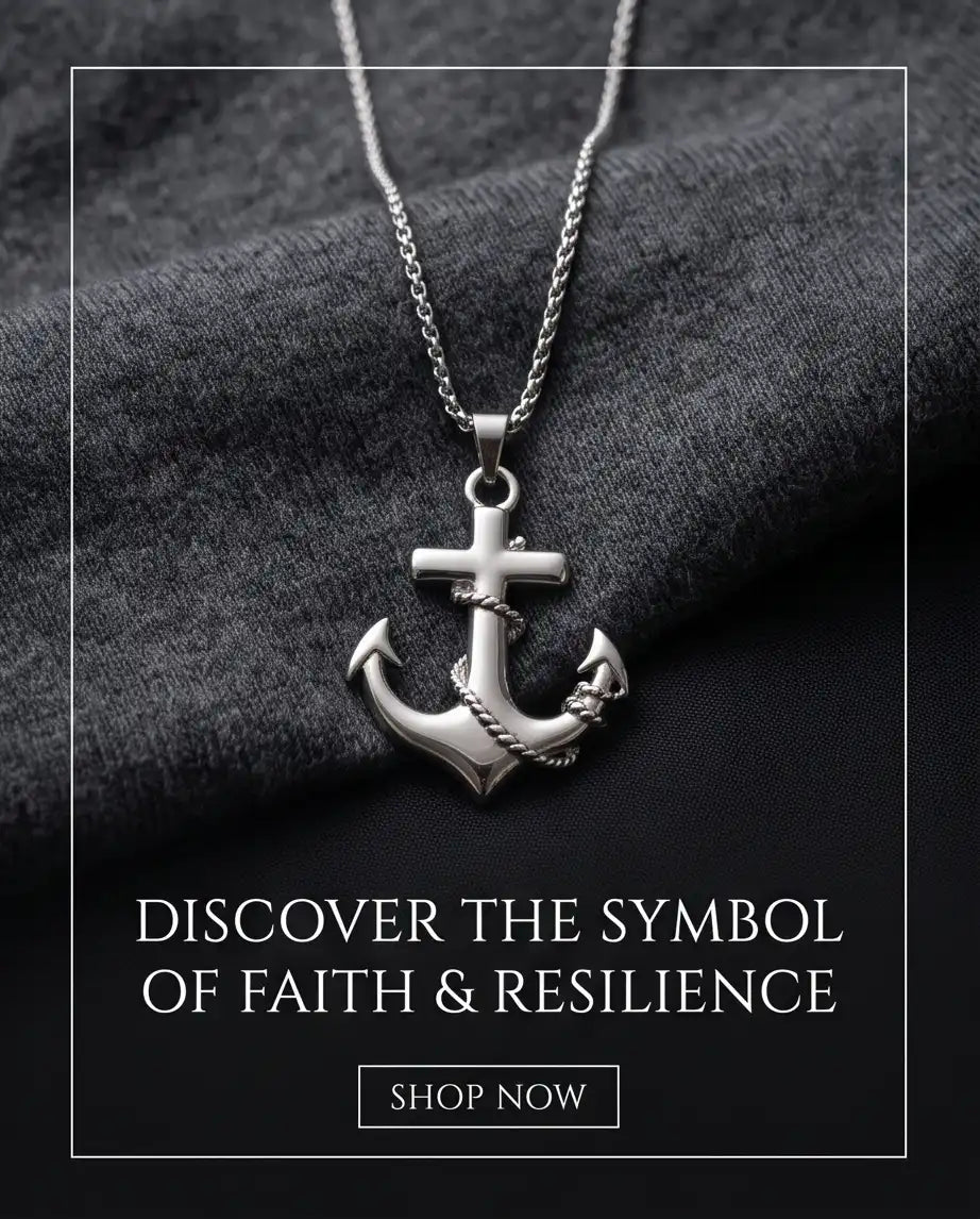 Mariner's Anchor and Cross Pendant Box Chain