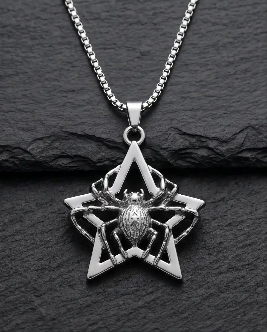 Gothic Spider Star Pendant Box Chain