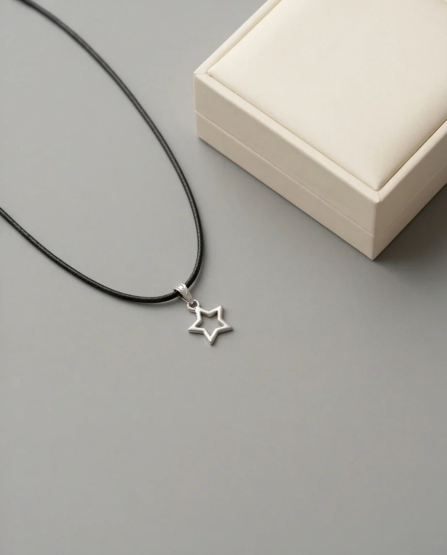 Silver Open Star Pendant Necklace