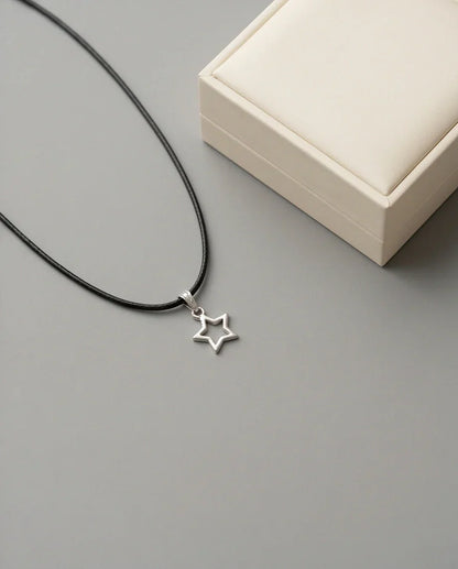 Silver Open Star Pendant Necklace