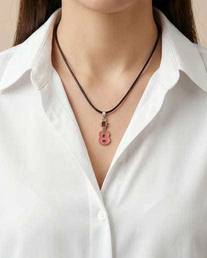 Gold and Pink Acoustic Guitar Necklace