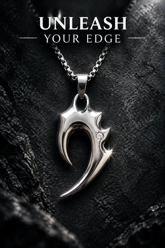 Tribal Claw and CZ Stone Y2K Pendant Box Chain