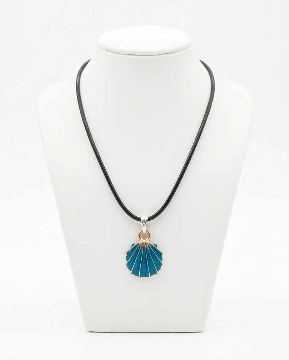 Ocean Teal Scallop Shell Pendant
