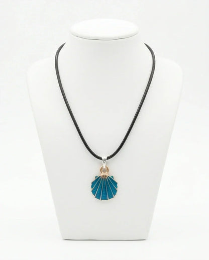Ocean Teal Scallop Shell Pendant