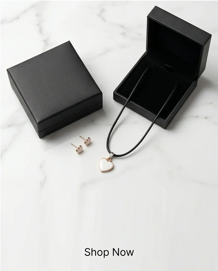 Gold and White Classic Heart Necklace