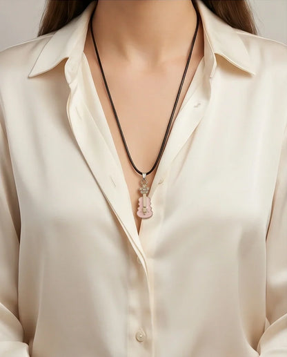 Gold and Pink Enamel Violin Necklace